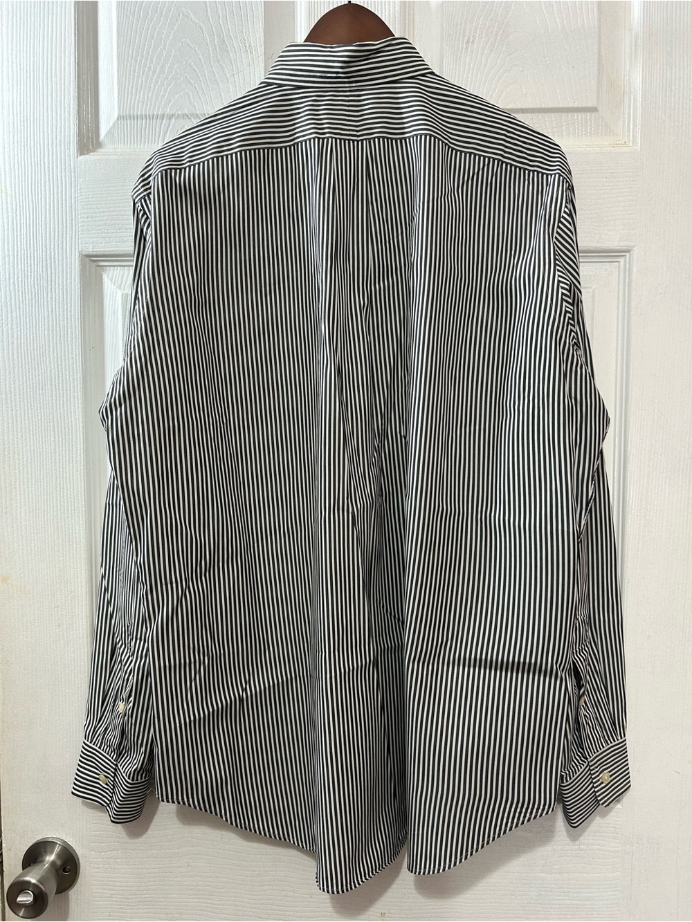 Ralph Lauren Classic Fit Black White Striped Button Down Shirt Womens L - Picture 2 of 6